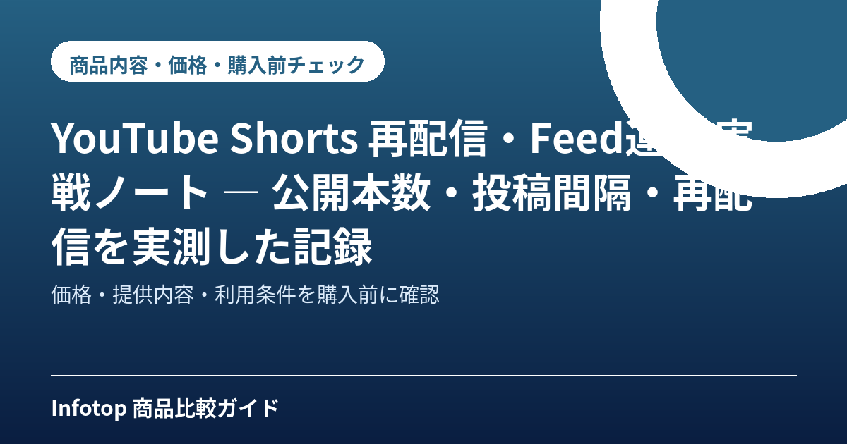 YouTube Shorts 再配信・Feed運用 実戦ノート ― 公開本数・投稿間隔・再配信を実測した記録