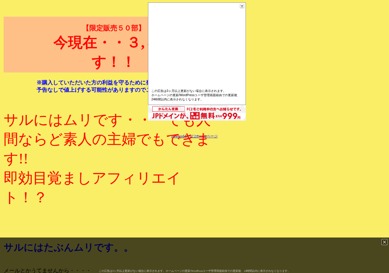 【限定販売50部】サルにはムリです・・・でも人間ならど素人の主婦でもできます!!即効目覚ましアフィリエイト!?