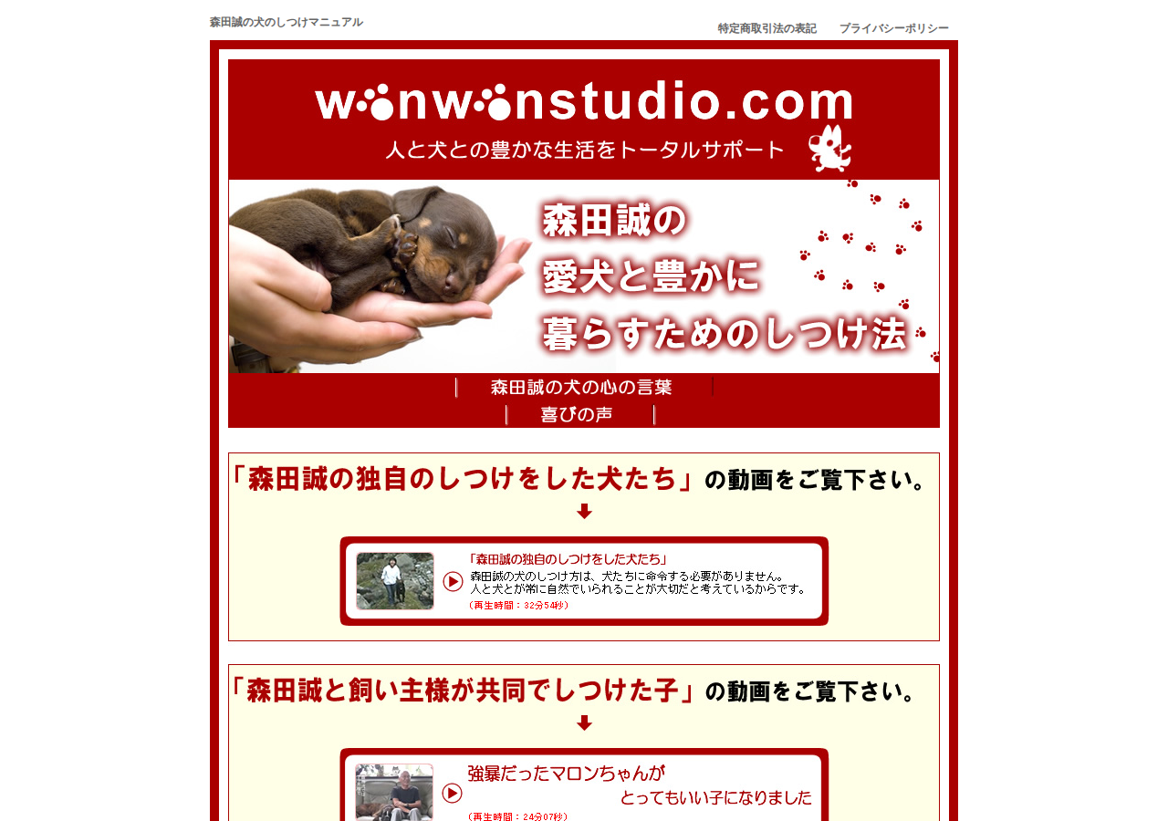 「森田誠の愛犬と豊かに暮らすためのしつけ法」　DVD　2枚セット