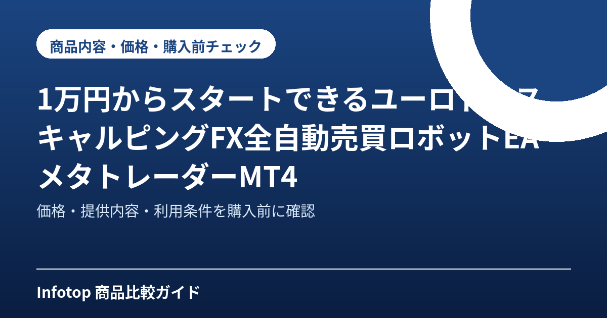 1万円からスタートできるユーロドルスキャルピングFX全自動売買ロボットEAメタトレーダーMT4