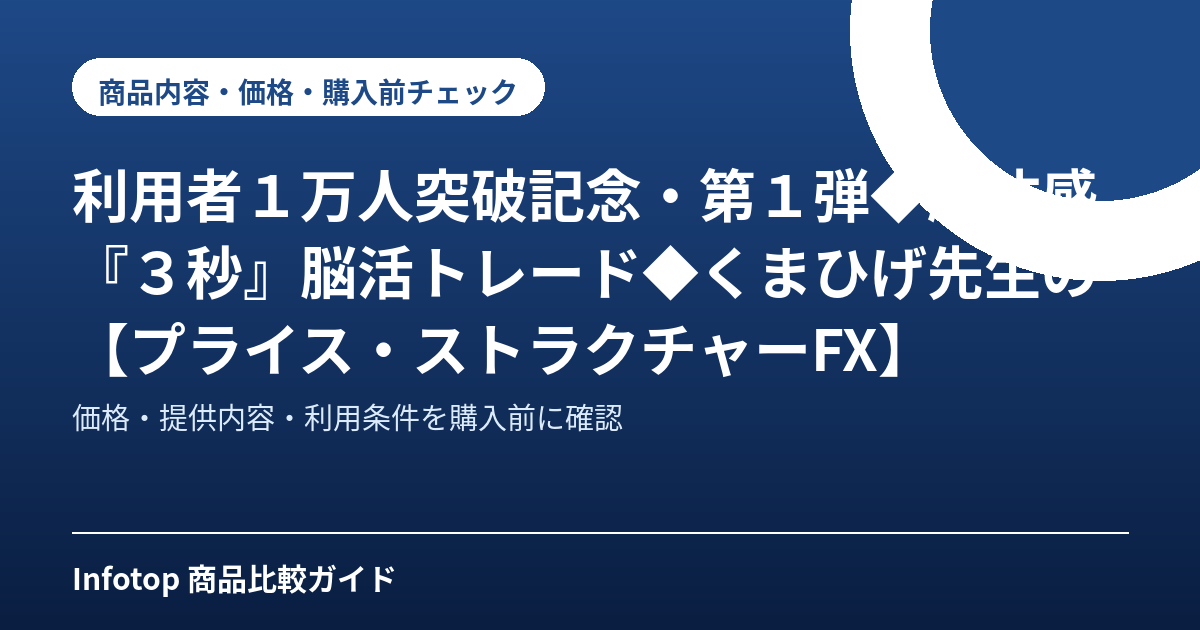 利用者１万人突破記念・第１弾◆超体感『３秒』脳活トレード◆くまひげ先生の【プライス・ストラクチャーFX】