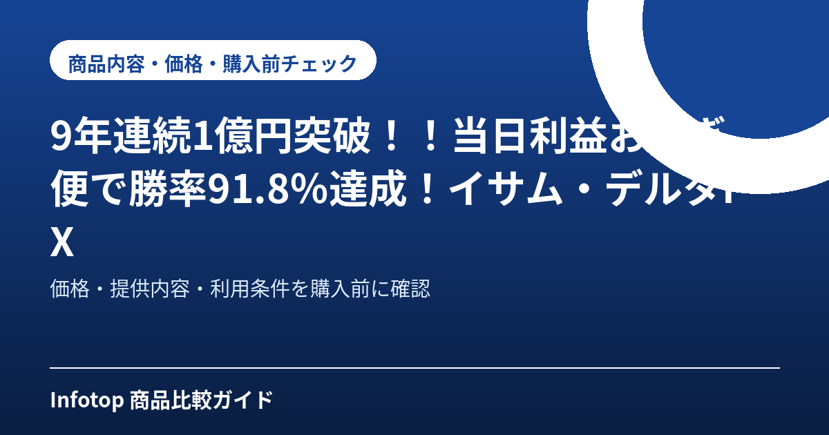 9年連続1億円突破！！当日利益お急ぎ便で勝率91.8％達成！イサム・デルタFX